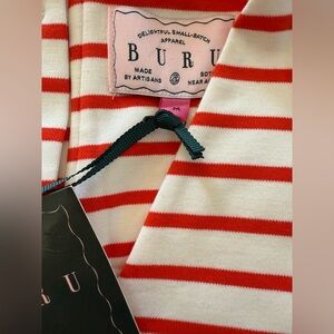 BURU Le V Mod dress in tangerine stripe